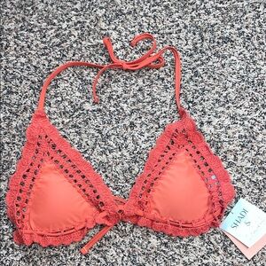 Shade & Shore Orange Crochet Triangle Bikini Top Size XS | NWT